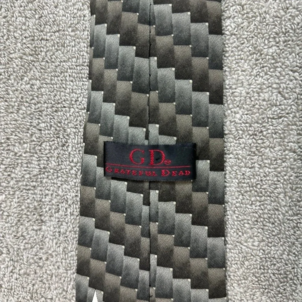 Grateful Dead 1996 Stepping Stones Silk Tie Grey Geometric Woven Fourteenth Set